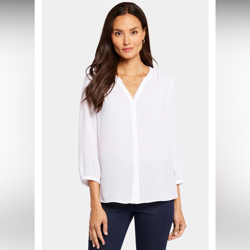 NWT NYDJ pintuck blouse optic white